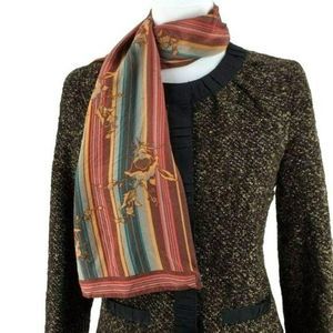 Honey Brand‎ Vintage 90s 100% Silk Floral Strip Scarf Wrap